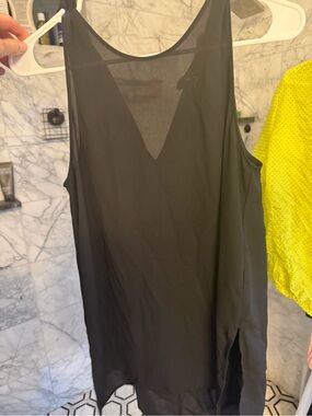 Lush Black Sheer Panel Tank Top